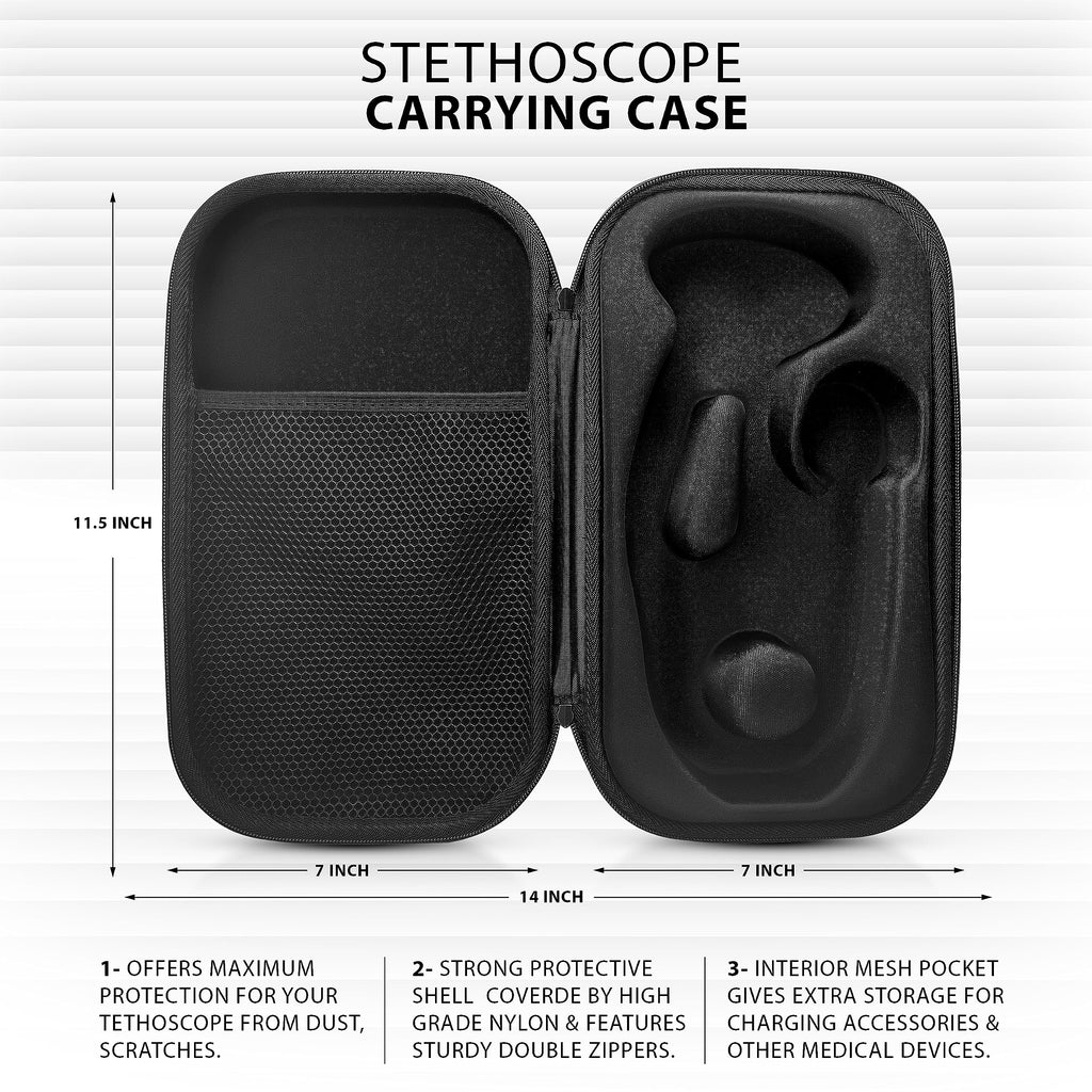 ASA TECHMED Medical Starter Kit – Stethoscope, Durable Blood Pressure Monitor, EMT Shears & Protective Carrying Case – Ideal for Healthcare Students & Professionals, Red