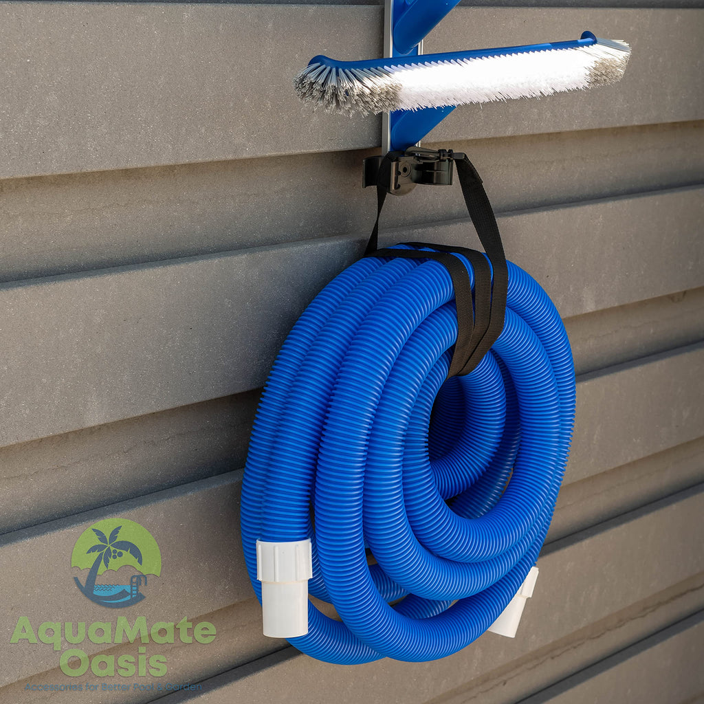 AquaMate Oasis Swimming Pool Accessories Holder, Fence Hooks for Pool Equipment Organizer, Pool tool storage rack for Pool Skimmer Pole Hanger Pool Maintenance Vacuum hose Storage Pool Hooks for Poles