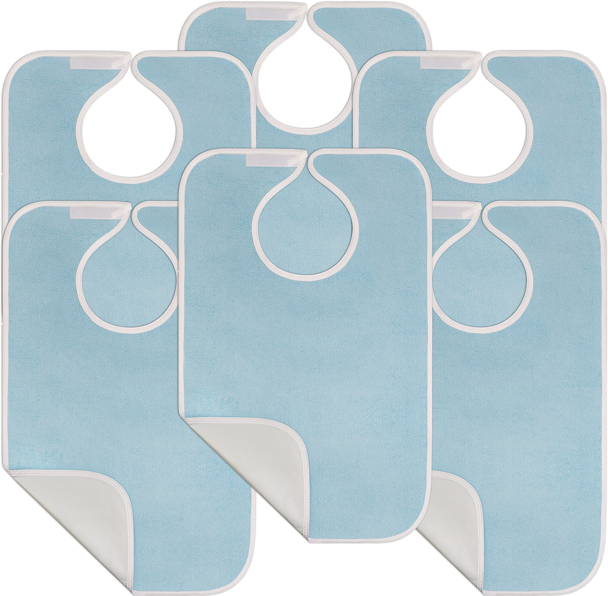 Utopia Towels 6 Pack Premium Unisex Adult Bibs for Elderly Women Men, Waterproof Bib for Eating, Adjustable and Washable (Blue)