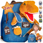 Naturally KIDS Toddler Backpack w. Plush Dinosaur Toy, Kids Gift 2 3 4 5