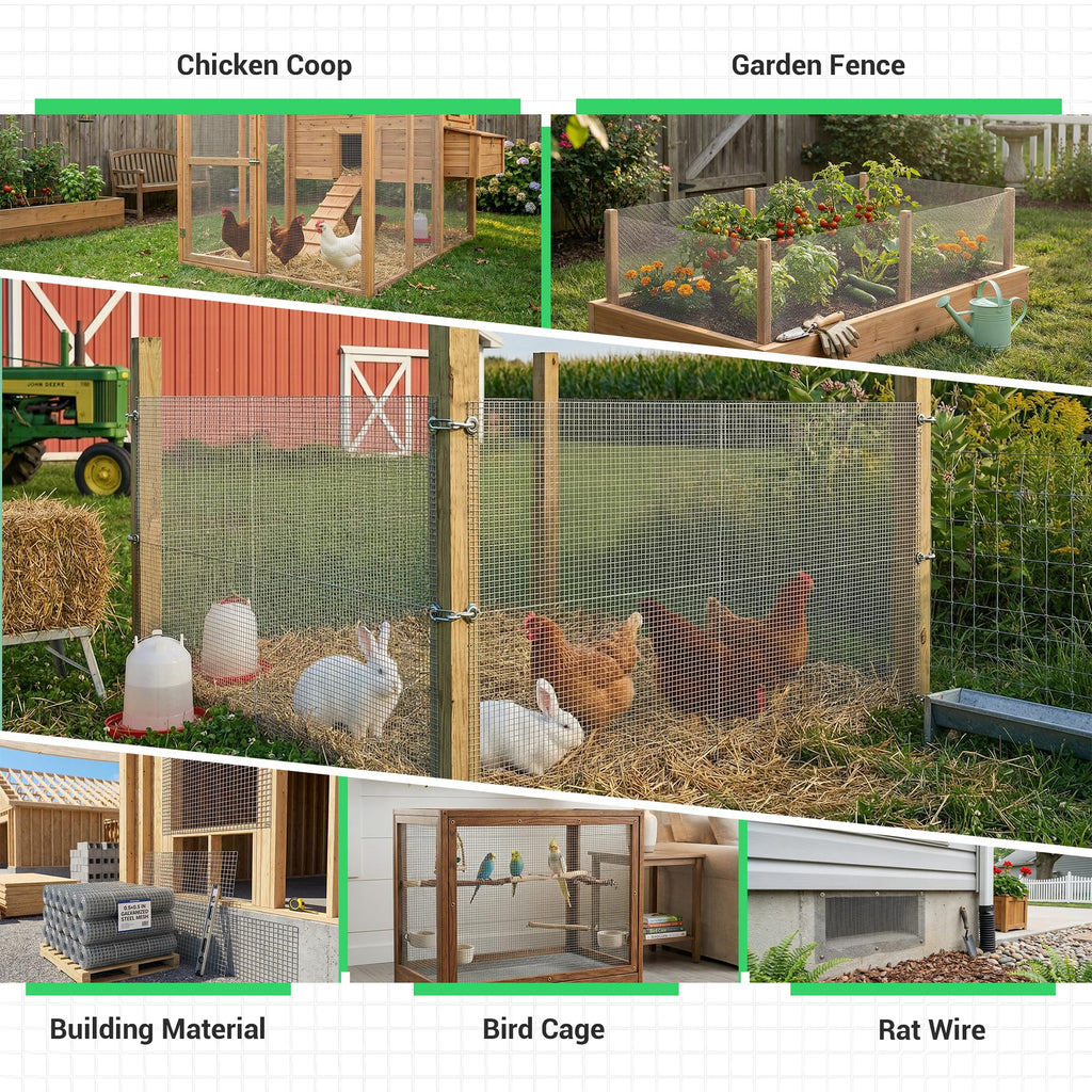 Land guard 19 Gauge Hardware Cloth, 1/2 inch 48inch×100ft Chicken Wire Fence, Galvanized Welded Cage Wire Mesh Roll Supports Poultry Netting Cage Fence………