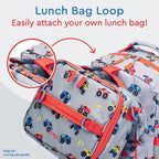 Bentgo Kids Backpack - Lightweight 14” Backpack in Fun Prints for School, Travel, & Daycare, Ideal for Ages 4+, Roomy Interior, Durable & Water-Resistant Fabric, & Loop for Lunch Bag (Trucks)