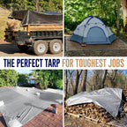 10x20 Heavy Duty Tarp, 10 Mil Thick, Waterproof, Tear & Fade Resistant, High Durability, UV Treated, Grommets Every 18 Inches. (Silver/Brown - Reversible) (10 x 20 Feet)