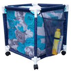 Essentially Yours Rolling Pool Storage Small Organizer Bin, (18" W x 18" L x 20" H), Blue / White Style 417244