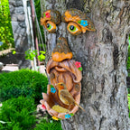 Mood Lab Tree Face Decor with Flowers - Outdoor Old Man Face Decoration - Tree Garden Hugger - Yard Art Statue