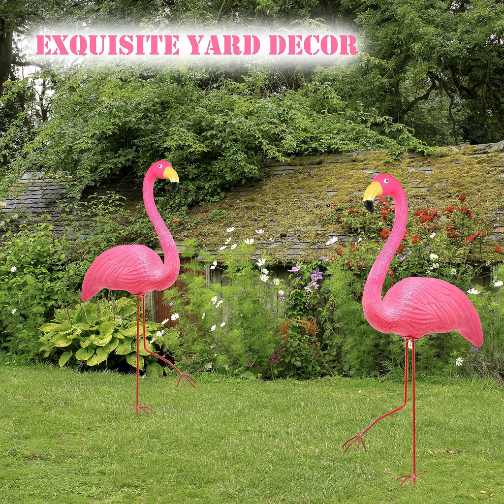 Pink Flamingos Yard Decorations Decor Ornaments for Outdoor Lawn Garden 2pk