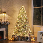 Yaheetech 6ft Pre-Lit Snow Flocked Artificial Christmas Tree, 250 Lights