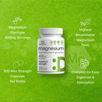 Magnesium Glycinate 400mg, 300 Capsules | 100% Chelated for Easy Absorption | Essential Mineral Supplement for Muscle, Sleep, & Heart Health*