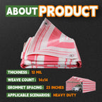 RAINDEWAY Tarps 6x10 Feet,12 Mil Sunshade Striped Tarp Waterproof,Multipurpose Poly Tarp Cover with Grommets and Reinforced Edges,Red/White Tarps
