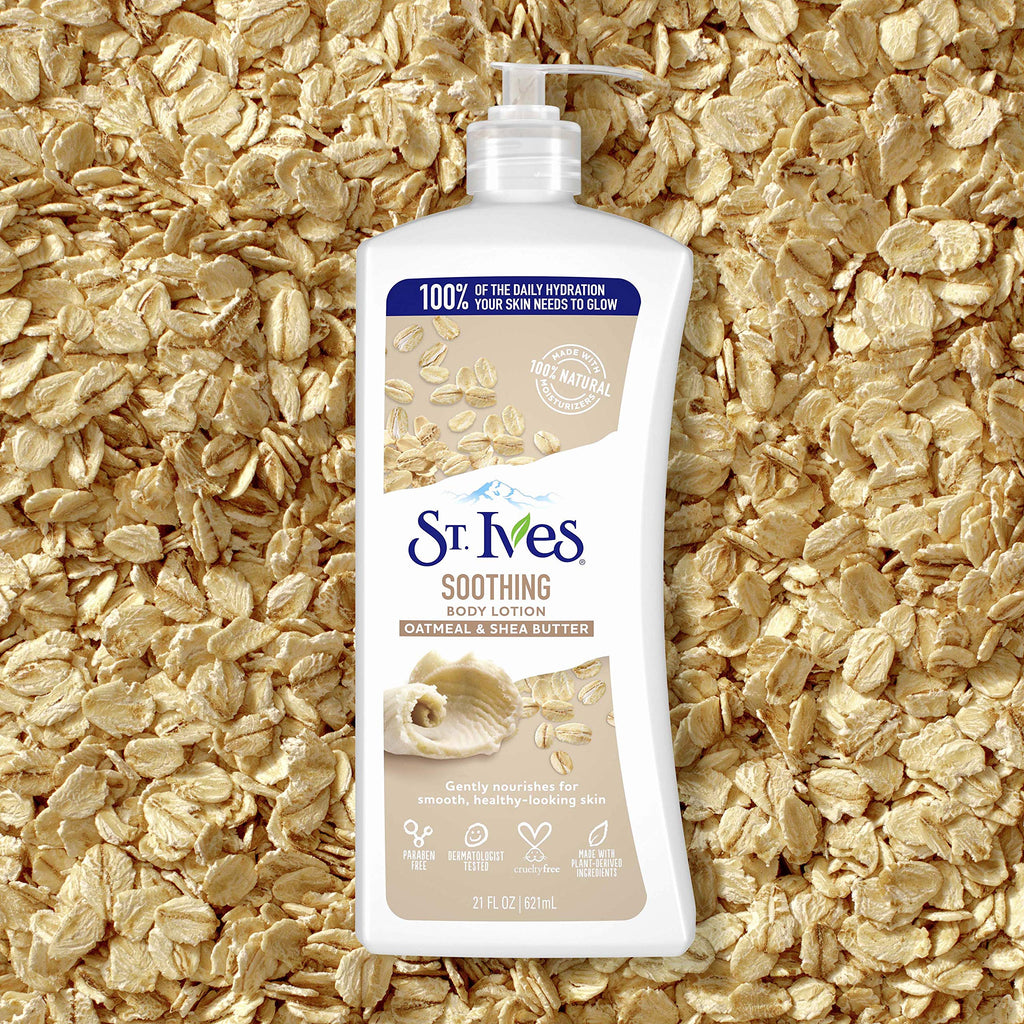 St. Ives Soothing Hand & Body Lotion Moisturizer for Dry Skin Oatmeal & Shea Butter Made with 100% Natural Moisturizers 21 oz (Pack of 2)