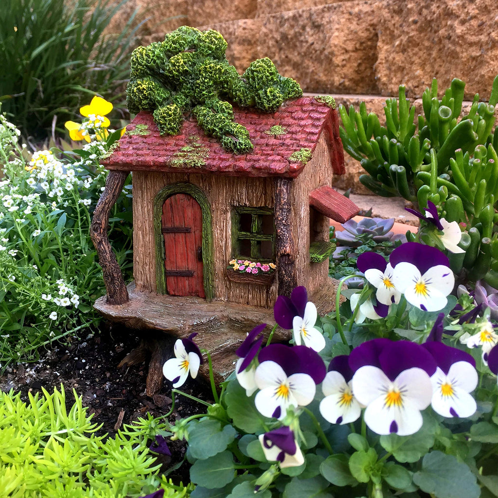 PRETMANNS Fairy Garden Tree House Outdoor Door Opens, 9"x 4" W High