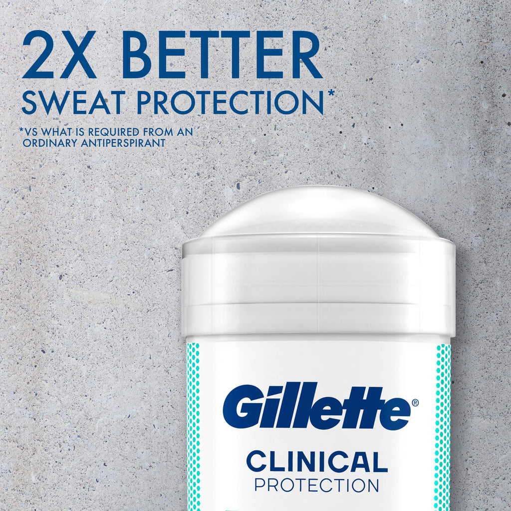 Gillette Clinical Antiperspirant and Deodorant for Men, 72hr Sweat & Odor Protection, Long Lasting Freshness, Anti-White Mark Technology, Soft Solid, Arctic Ice Scent, 2.6 oz