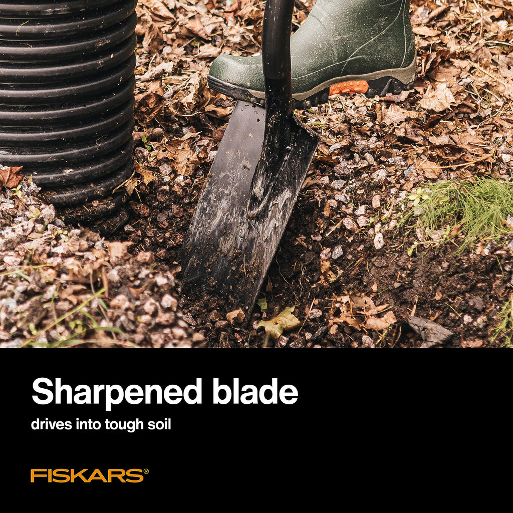 Fiskars 57" Garden Digging Shovel, Heavy Duty Steel Tool, Straight Handle