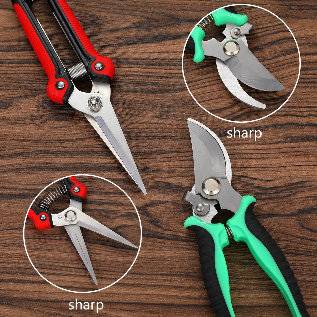 5‑Piece Garden Pruning Shears Set with Gloves & Storage Bag – Stainless Steel Trimming Scissors for Flowers, Herbs & Small Branches – Ergonomic Gardening Tools Kit (Multi-color)