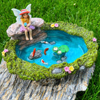 Mood Lab Fairy Garden Figurines - Fish Pond Set (2 pcs) - Miniature Decorative Statues & Accessories - Outdoor & Indoor Garden Decor