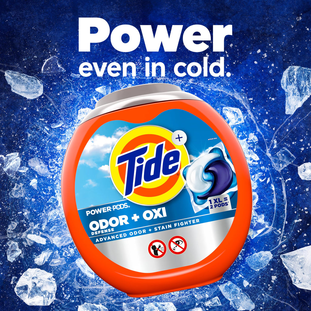 Tide Odor Defense + Oxi Laundry Detergent Pacs, Original Scent, 57 Count, Advanced Odor + Stain Fighter (Pack of 2)