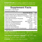 Bioactive Vitamin B Complex for Men & Women, 240 Veggie Capsules - Methylated B Complex & Esterified Vitamin C – High Potency & Easy Absorption – Immune, Energy & Metabolism Supplement – Non-GMO