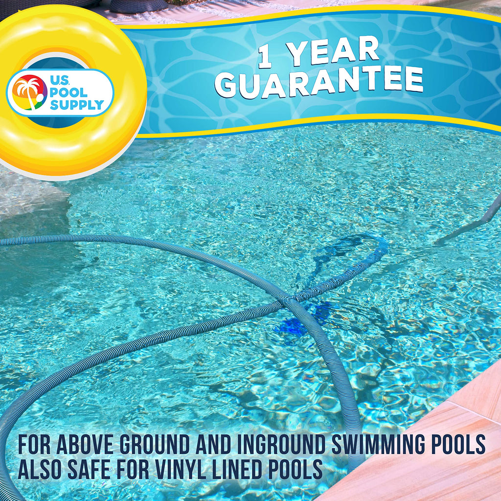 U.S. Pool Supply Weighted Pool Vacuum Head, Transparent Curved Half Moon Body - Swivel Connection, Pole Handle - for Above Ground & Inground Swimming Pools – Vinyl Liner Floor, Wall, Corner Cleaner