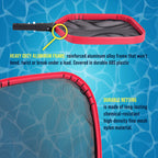 U.S. Pool Supply Professional Heavy Duty Large Swimming Pool Leaf Skimmer Net - Strong Reinforced Aluminum Frame for Faster Cleaning & Easier Debris Pickup and Removal - Clean Pools, Spas, Ponds