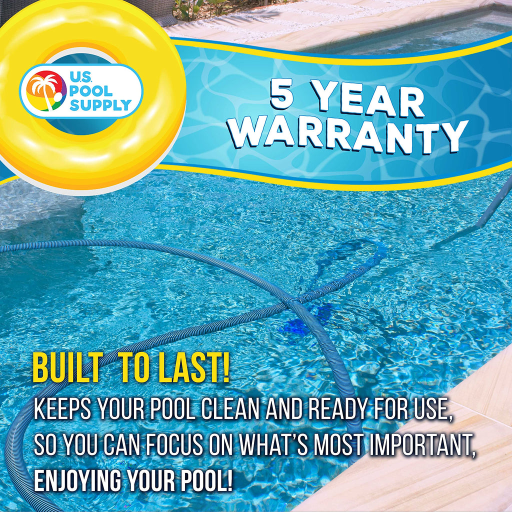 U.S. Pool Supply Pool Vacuum Hose - 1-1/2" x 25' Professional Heavy Duty Pool Hose for Inground, Spiral Wound with Kink-Free Swivel Cuff - Connect to Vacuum Heads, Skimmer, Cleaner, Filter Pump Inlet
