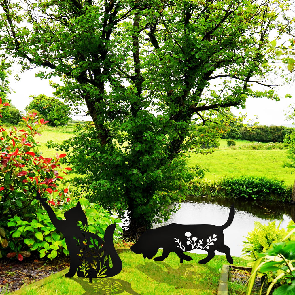 BiaGift Basset Hound Metal Dog Statue Garden Yard Decoration