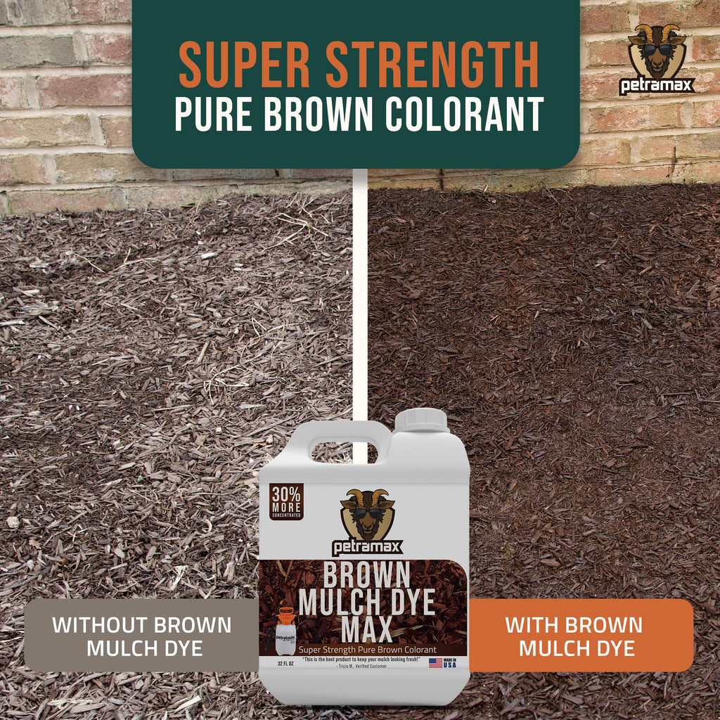 PetraMax Brown Mulch Dye Max, Refresh Fading Landscape (3600 sq ft, 64 oz)