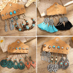 45 Pairs Big Vintage Silver Drop Dangle Earrings Set for Women