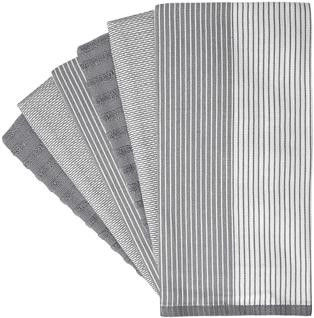 Premium Kitchen Towels 6 Pack 100% Cotton, 20"x28" Dish Towels - Grey