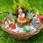 Mood Lab Garden Gnome Figurines - Lady Gnomes Set (3 pcs) - 3.5" H Miniature Decorative Statues & Accessories - Outdoor & Indoor Garden Decor