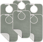 Utopia Towels 6 Pack Premium Unisex Adult Bibs for Elderly Women Men, Waterproof Bib for Eating, Adjustable and Washable (Grey)