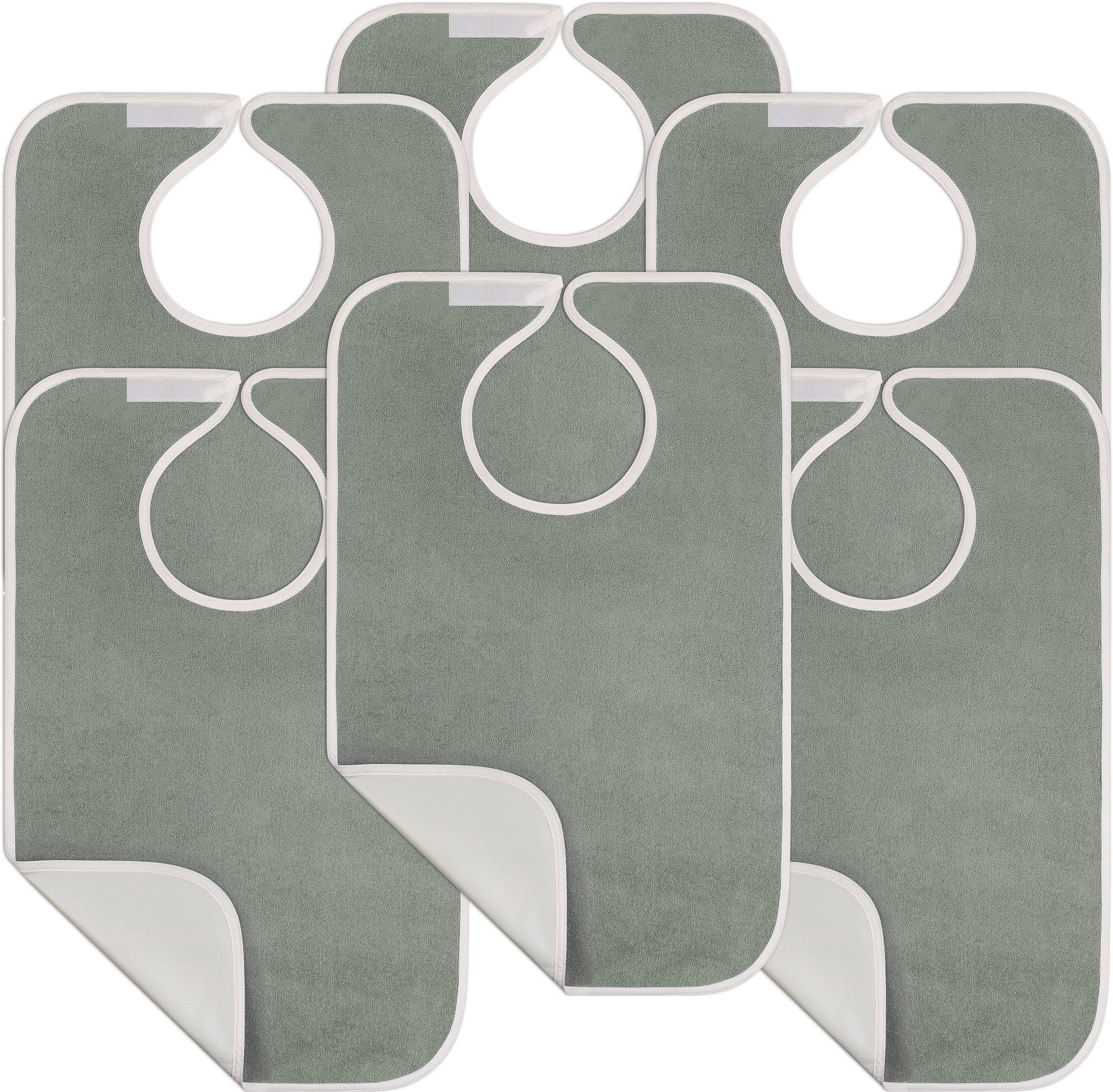 Utopia Towels 6 Pack Premium Unisex Adult Bibs for Elderly Women Men, Waterproof Bib for Eating, Adjustable and Washable (Grey)