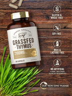 Carlyle Grass Fed Beef Thymus | 2100mg | 200 Capsules | Bovine Supplement | Pasture Raised, Non-GMO, Gluten Free | by Herbage Farmstead