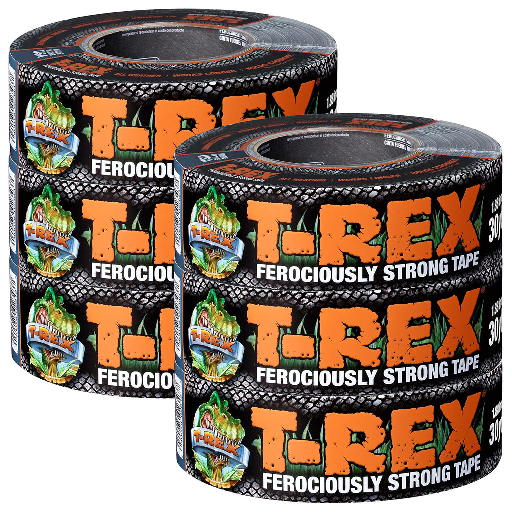 T-Rex Tape Heavy Duty Duct Tape with UV Resistant & Waterproof Backing for Ferociously Strong Repairs, 1.88" x 30 yd, Gunmetal Gray, 6 Rolls