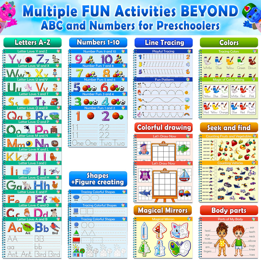 Curious 2 Learn Toddler Preschool Learning Activities | Handwriting Practice for Kids | Workbook Learning Resources| Tracing Kindergarten Workbooks | Busy Book | 4 Year Old Boy Birthday Gift | Blue