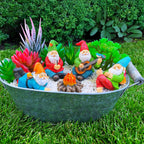 Mood Lab Garden Gnome Figurines - Camping Gnomes Set (5 pcs) - 2.6" H Miniature Decorative Statues & Accessories - Outdoor & Indoor Garden Decor