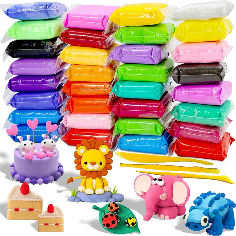 12/24/36 Color Clay Air-dried Clay Set Ultra Light Plastic Clay with Carving Tools DIY Crafts Toy Gifts for Friends Children