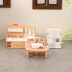 1 Set 1:12 Dollhouse Miniature Double Door Refrigerator Dining Table Furniture Model Decor Toy