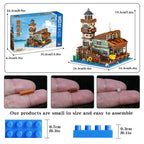 2689PCS Fishing Village House Building Blocks Micro Bricks Wood Cabin Assemble Architectural Toy Set Gift For Children Kids