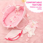 10Pcs Doll Clothes Set Portable Baby Doll Accessories with Bassinet Diaper Pacifier Feeding Bottle for Children Toddler Girl Boy