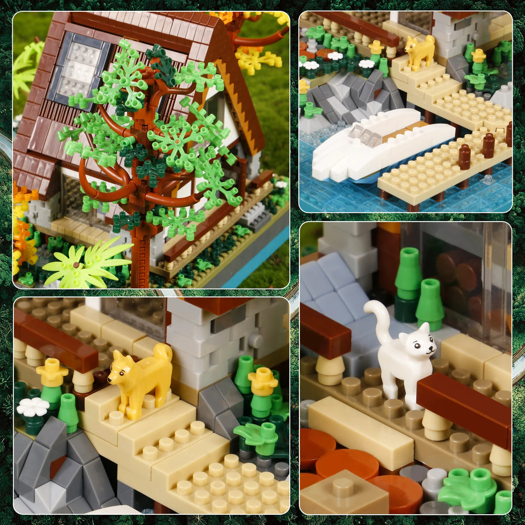 2688PCS Cretive Log Cabin House Building Blocks Street View Villa Country House Architecture Model Mini Brick Toys Kid For Gifts