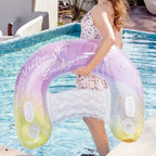 1pc Inflatable U-Shaped Pool Float, PVC Material, Comfortable Lounger with Cup Holder, Durable Water Float Row for Swimming Pool