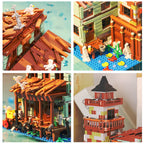 1881PCS Creative Fishing Village Cabin Building Blocks Seaport Wood House Assemble Micro Bricks Toys Gift For Children Kids
