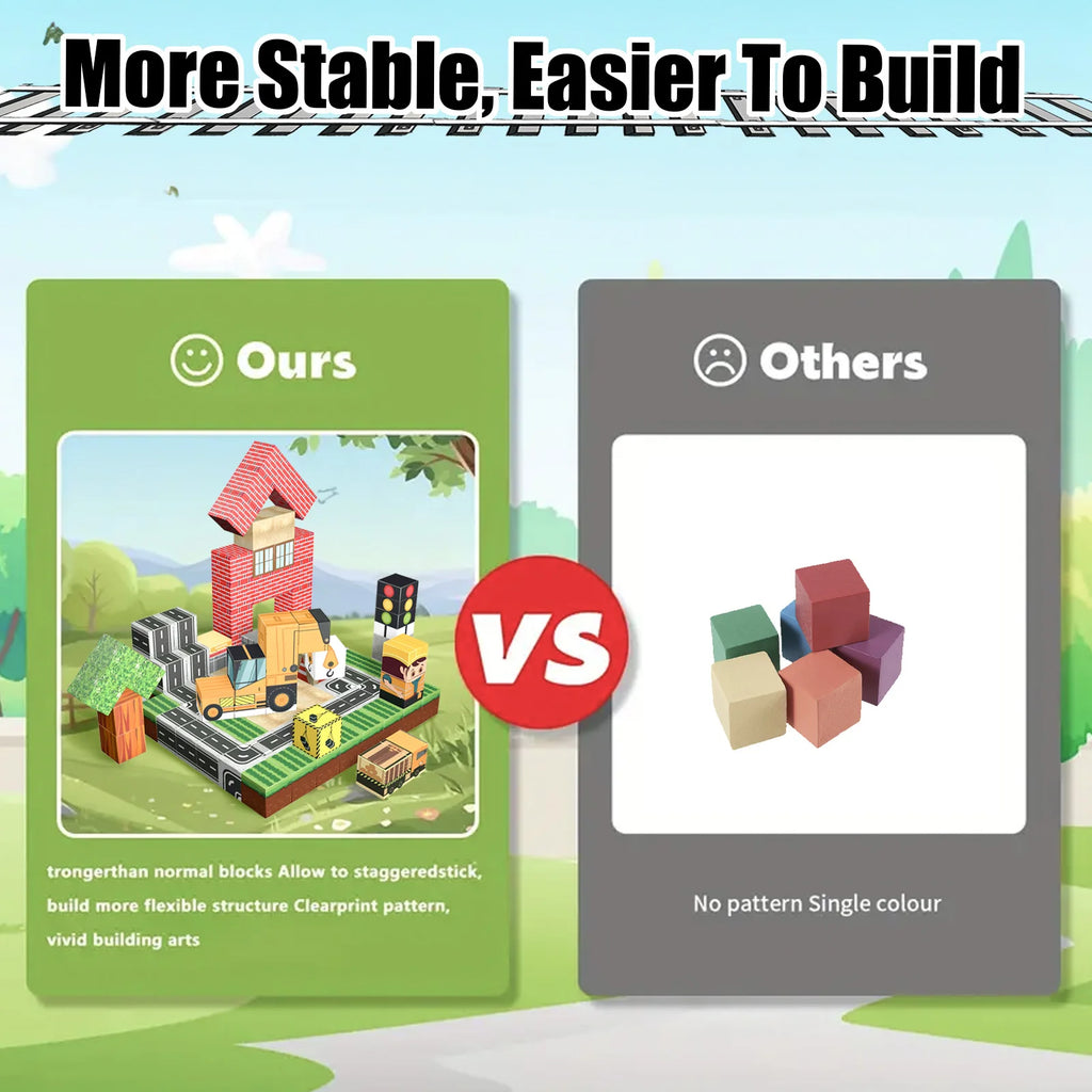 103PCS Magnetic Building Blocks Set - Construction Town STEM Toys for Kids, Educational Engineering Kit with Cars & Signs, Creat