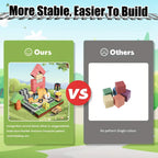 103PCS Magnetic Building Blocks Set - Construction Town STEM Toys for Kids, Educational Engineering Kit with Cars & Signs, Creat