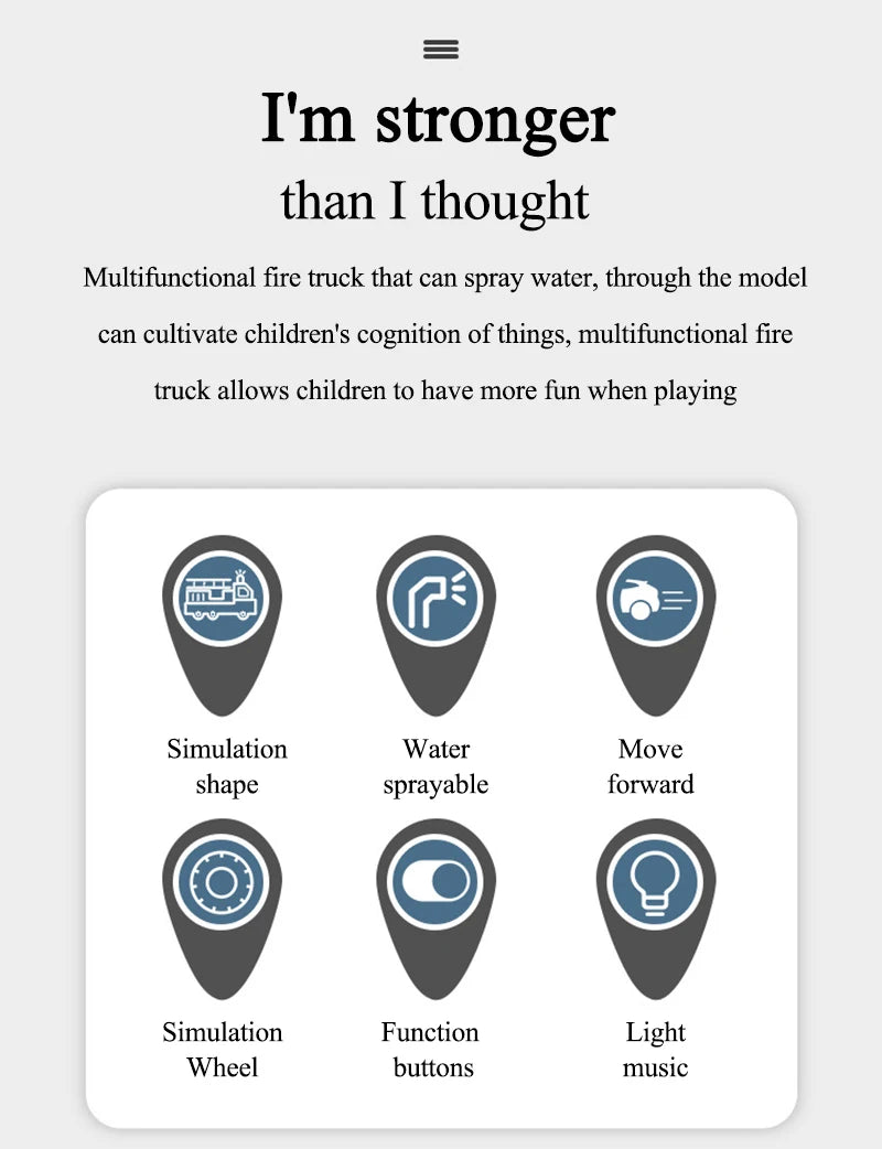 1:50 Fire Truck Alloy Diecast Simulation Sprinkler Toy with Light Music Water Spray Rescue Car Children's Toy Firefighter Truck