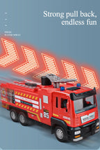 1:50 Fire Truck Alloy Diecast Simulation Sprinkler Toy with Light Music Water Spray Rescue Car Children's Toy Firefighter Truck