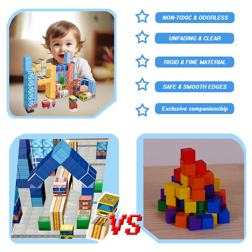 112PCS Magnetic Building Blocks Set, 3D Magnetic Tiles for Kids STEM Toys, Castle/Tower Construction Kit, Educational Learning T