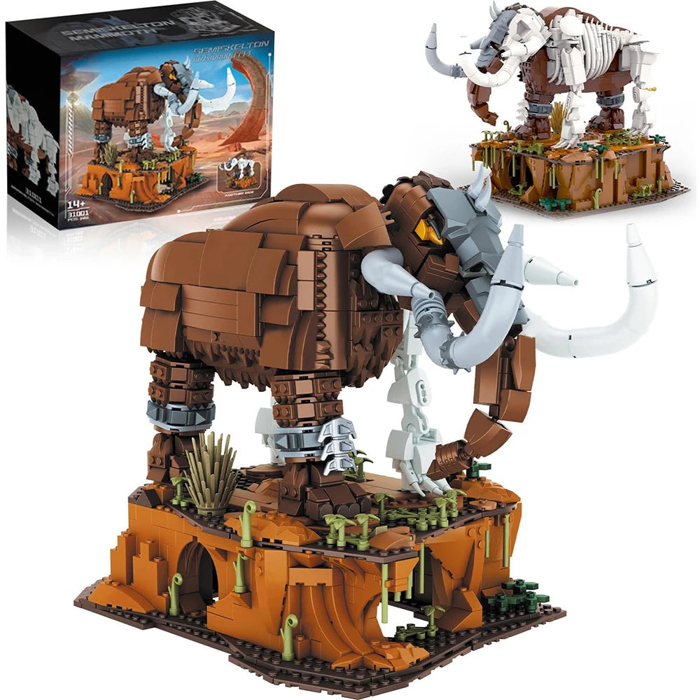1310PCS Jurassic Mammoth Skeleton Building Blocks Ancient Animal Model Educational DIY Toy Birthday Gift For Boys Children