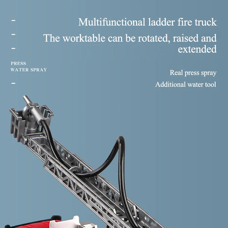 1:50 Fire Truck Alloy Diecast Simulation Sprinkler Toy with Light Music Water Spray Rescue Car Children's Toy Firefighter Truck