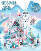 1314PCS Frozen Magic Castle Building Blocks Ice Queen Princess Carriage Model Bricks Set With Figures Girls Gift Children's Toys
